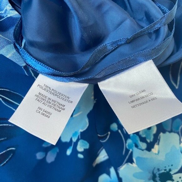 Evan Picone Fit & Flare Blue Floral Sleeveless Midi Dress Size 14P - Picture 7 of 10